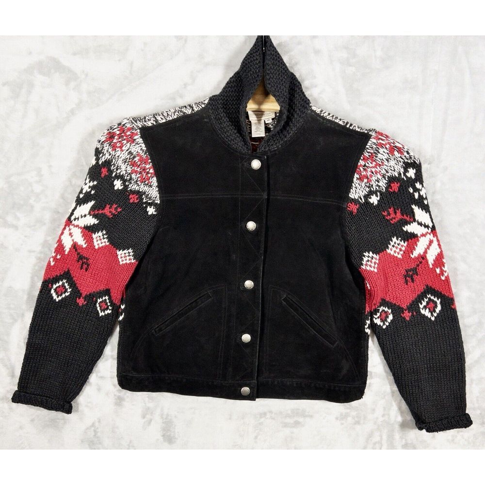 Cold water‎ Creek Suede And Cotton Knit Jacket Womens Medium